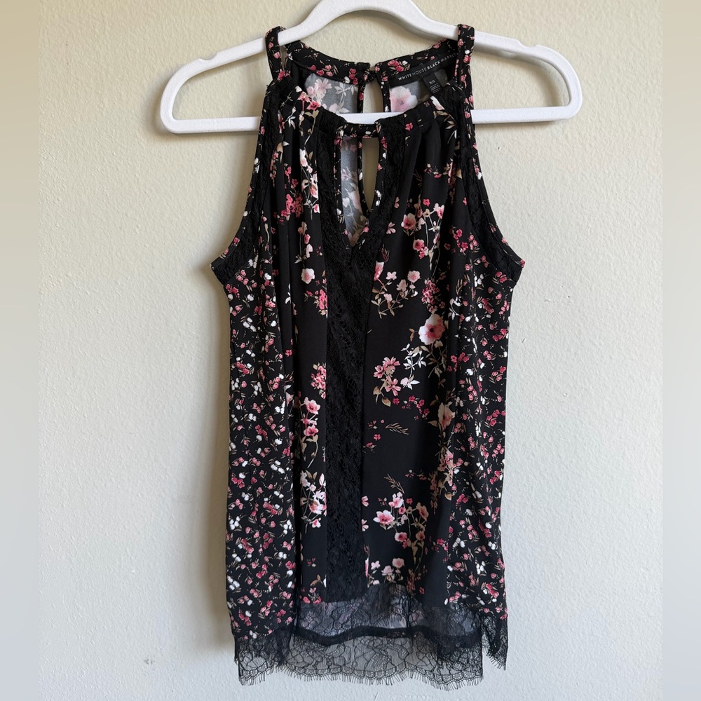 White House Black Market Floral Dress - Black and Pink